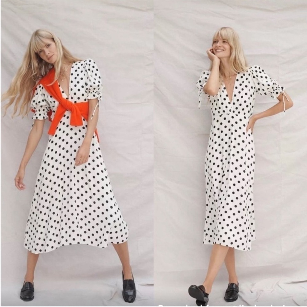 Faithfull the Brand Charlize Polka Dot Midi Dress